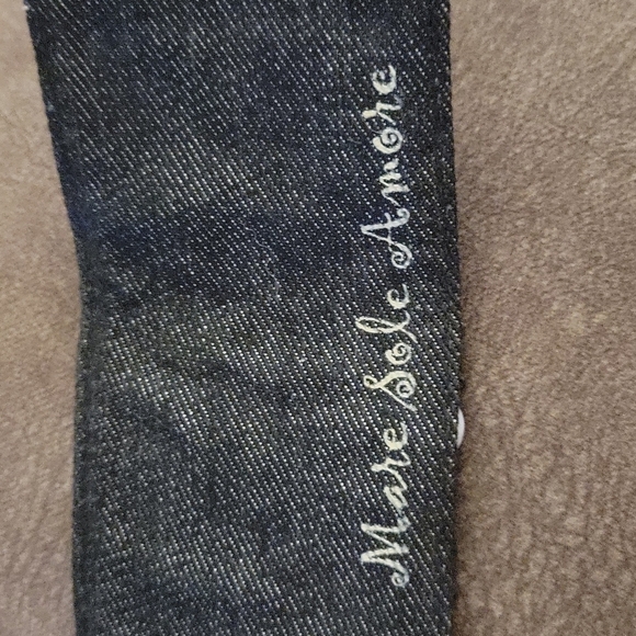 Mare SOLE AMORE Artisan Denim Floral Beadwoven Rhinestone Wide Bracelet - Picture 5 of 5